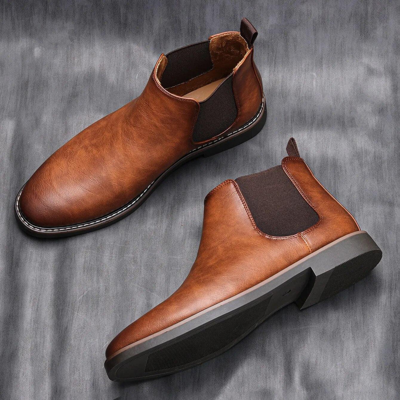 Retro-style leather boots