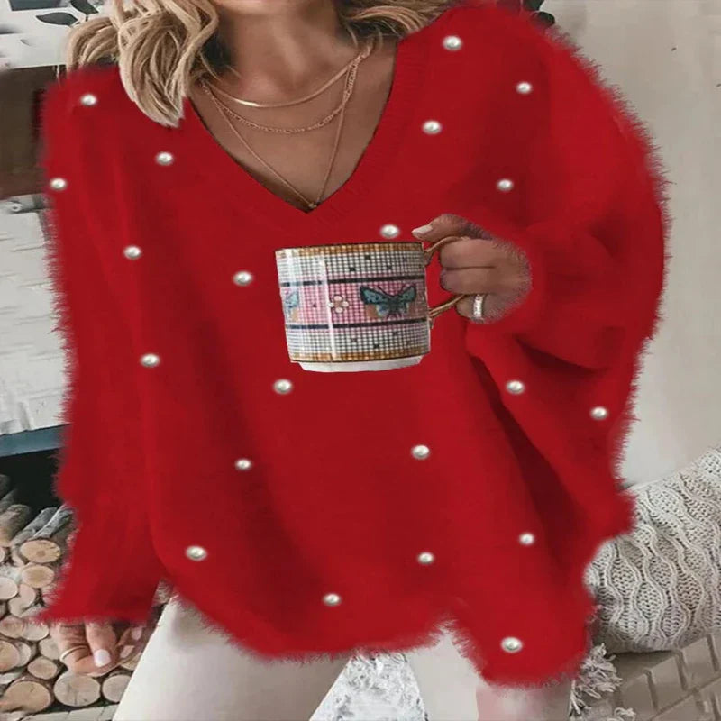 Suéter estilo cachemir con cuello en V