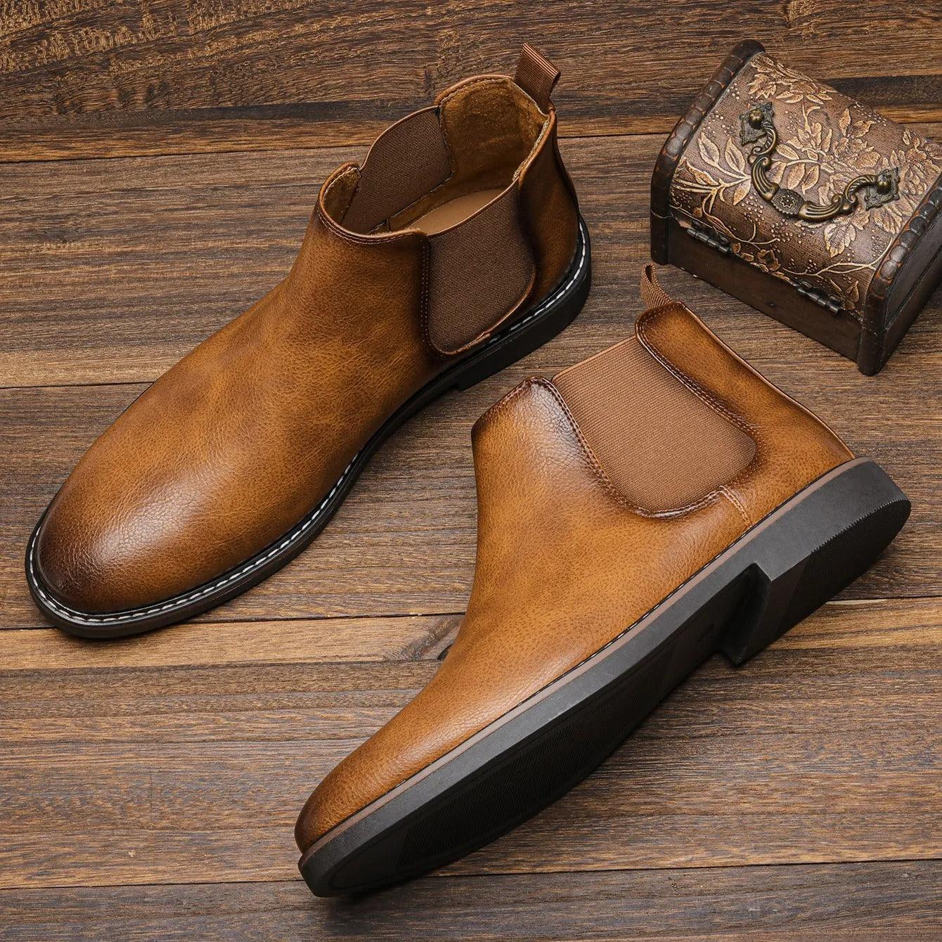 Retro-style leather boots