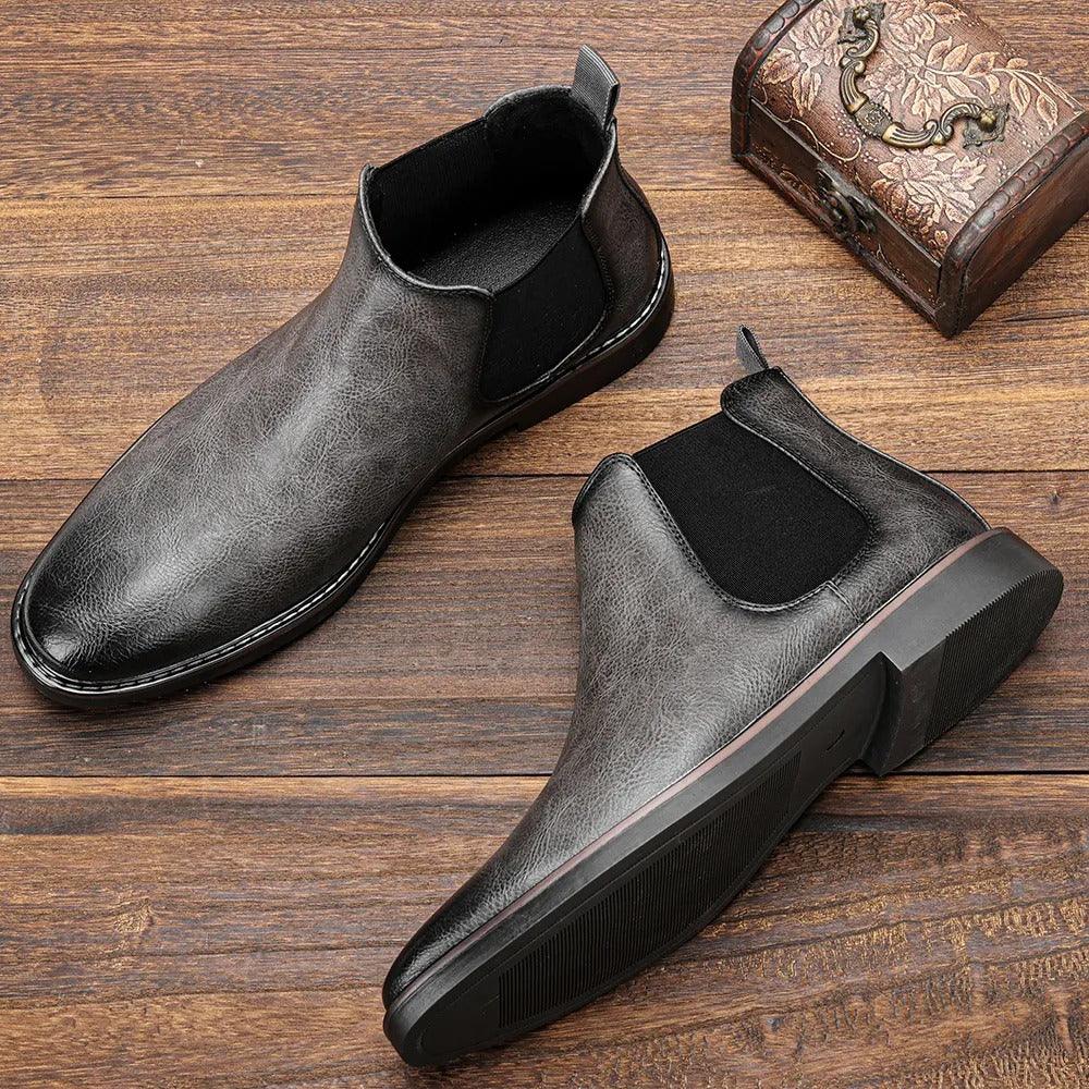Retro-style leather boots
