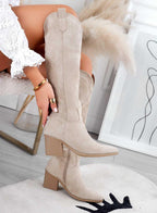 STEPHANIE - Mud-coloured suede cowboy boots