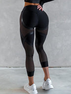 Female PU Net High-rise Hip-lift Leggings