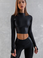 Female PU Net High-rise Hip-lift Leggings