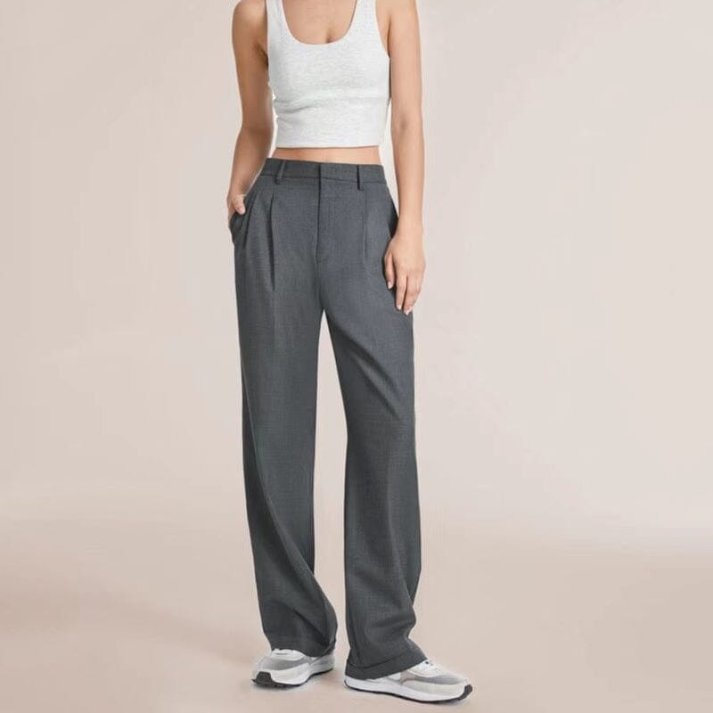 Leg high-waisted trousers
