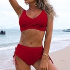 Sporty Casual Fitted Swimsuit with Solid Color Print