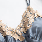 Soft comfortable pajamas made of ice silk with lace