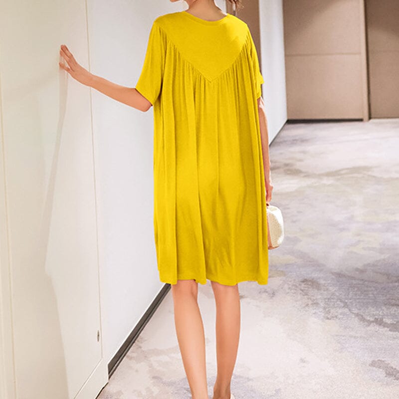 Zachte losse nachtjapon met korte mouwen 