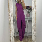 Tweedelige mouwloze damesset met ronde hals