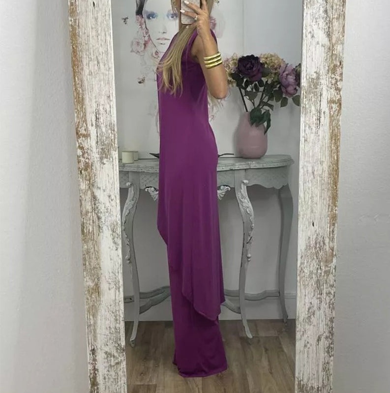 Tweedelige mouwloze damesset met ronde hals