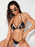 Sexy Hot Stamping Patchwork Bikini
