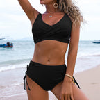 Sporty Casual Fitted Swimsuit with Solid Color Print