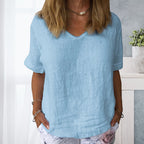 Camisa casual de algodón para mujeres en Colores sólidos.