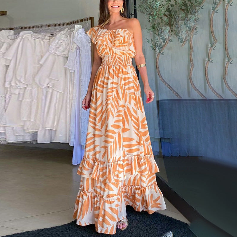 Vestido largo con hombros descubiertos y cola elástica de Plant Smiles