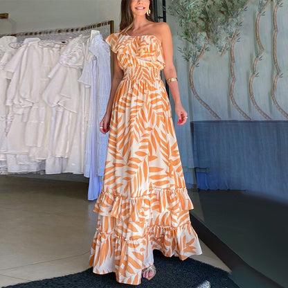 Vestido largo con hombros descubiertos y cola elástica de Plant Smiles