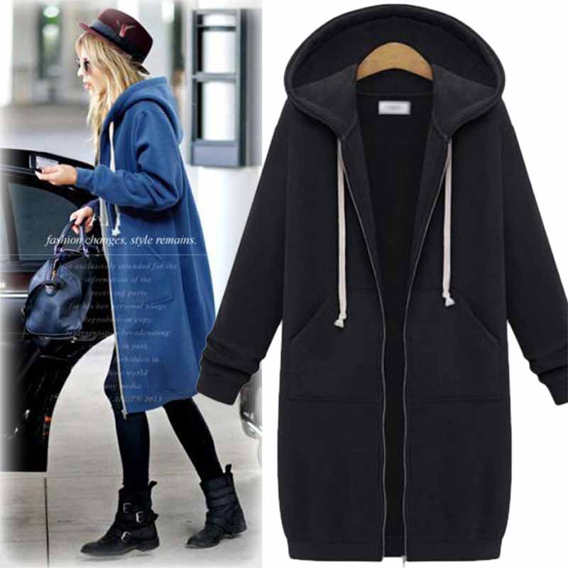 Vrijetijds lange hoodie met ritssluiting
