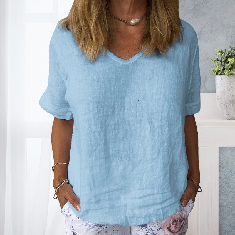 Camisa casual de algodón para mujeres en Colores sólidos.