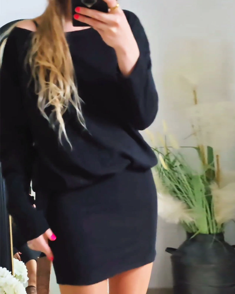 Vestido negro de manga larga Anaïs™