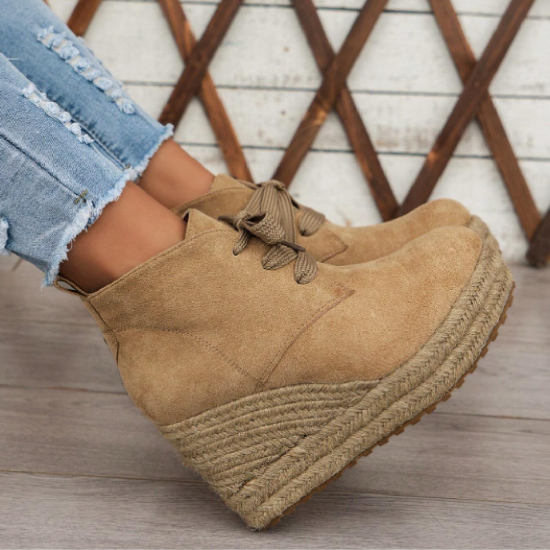 Suede wedge Oxford ankle boots