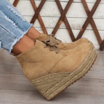 Suede wedge Oxford ankle boots