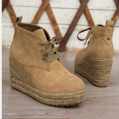 Suede wedge Oxford ankle boots