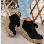 Suede wedge Oxford ankle boots