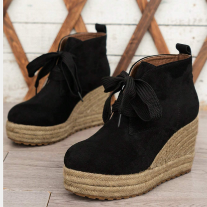 Suede wedge Oxford ankle boots