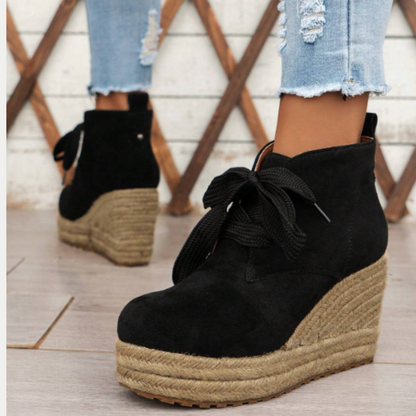 Suede wedge Oxford ankle boots