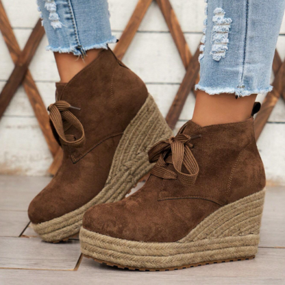Suede wedge Oxford ankle boots