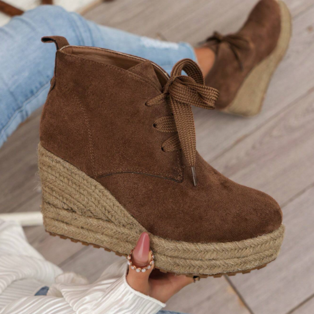 Suede wedge Oxford ankle boots