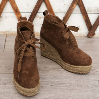 Suede wedge Oxford ankle boots
