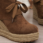 Suede wedge Oxford ankle boots