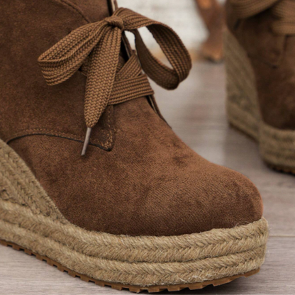 Suede wedge Oxford ankle boots