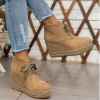 Suede wedge Oxford ankle boots