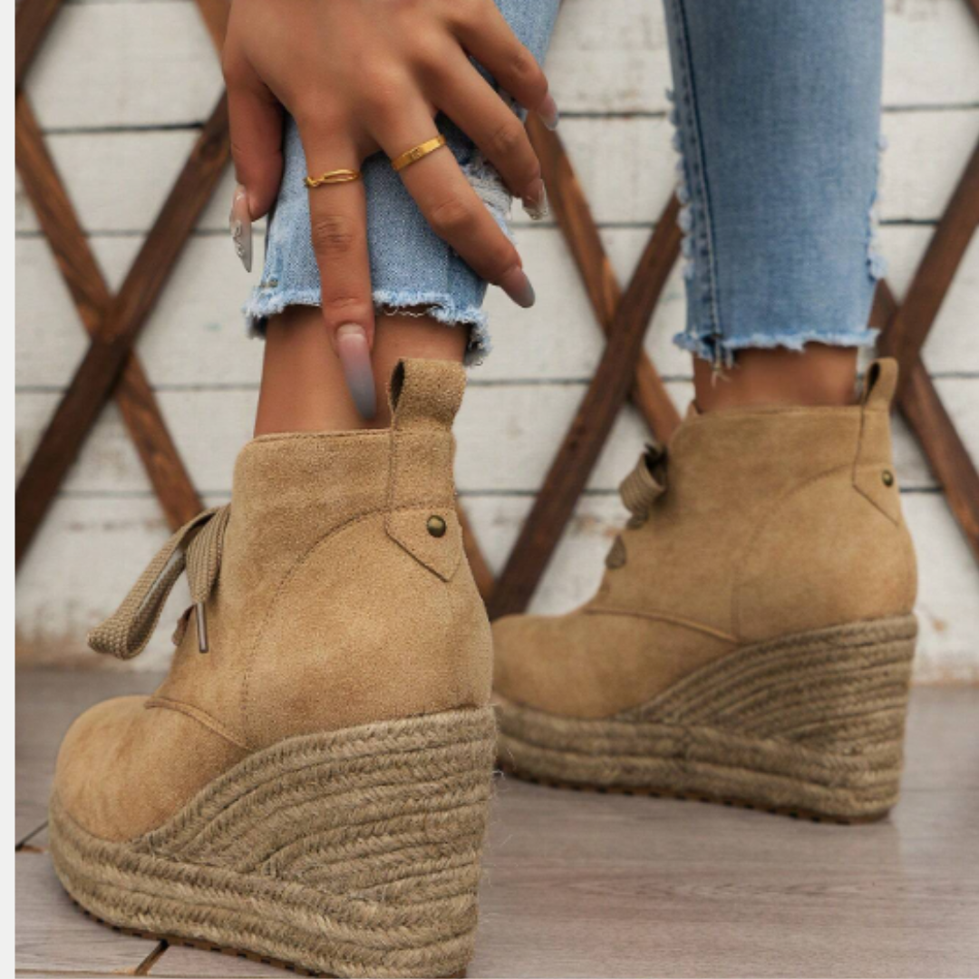 Suede wedge Oxford ankle boots