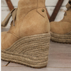 Suede wedge Oxford ankle boots