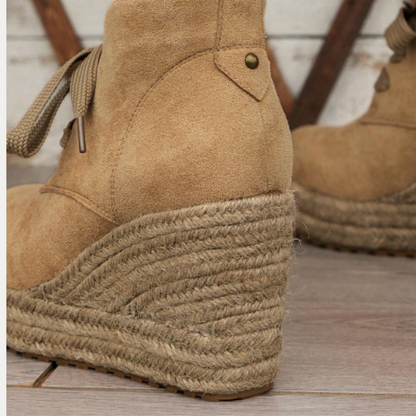 Suede wedge Oxford ankle boots