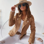 Donna Faux Leather Biker Jacket