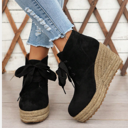 Suede wedge Oxford ankle boots