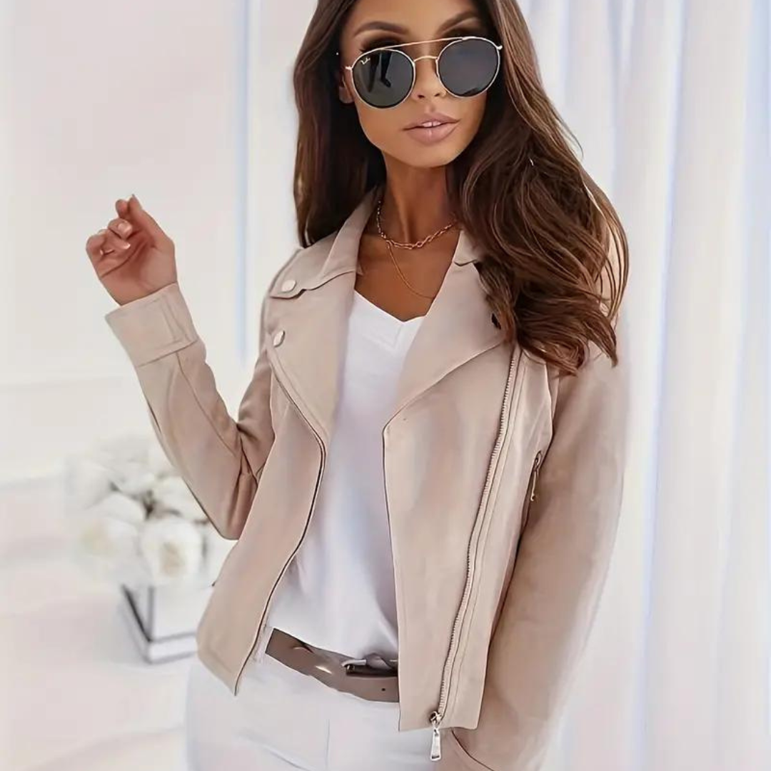 Donna Faux Leather Biker Jacket