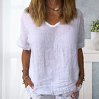 Camisa casual de algodón para mujeres en Colores sólidos.