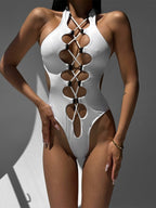 Roman-knot Hollow Out Halter One Piece