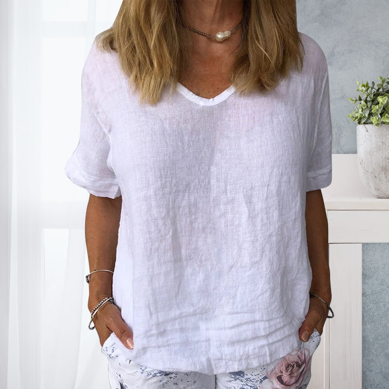 Camisa casual de algodón para mujeres en Colores sólidos.