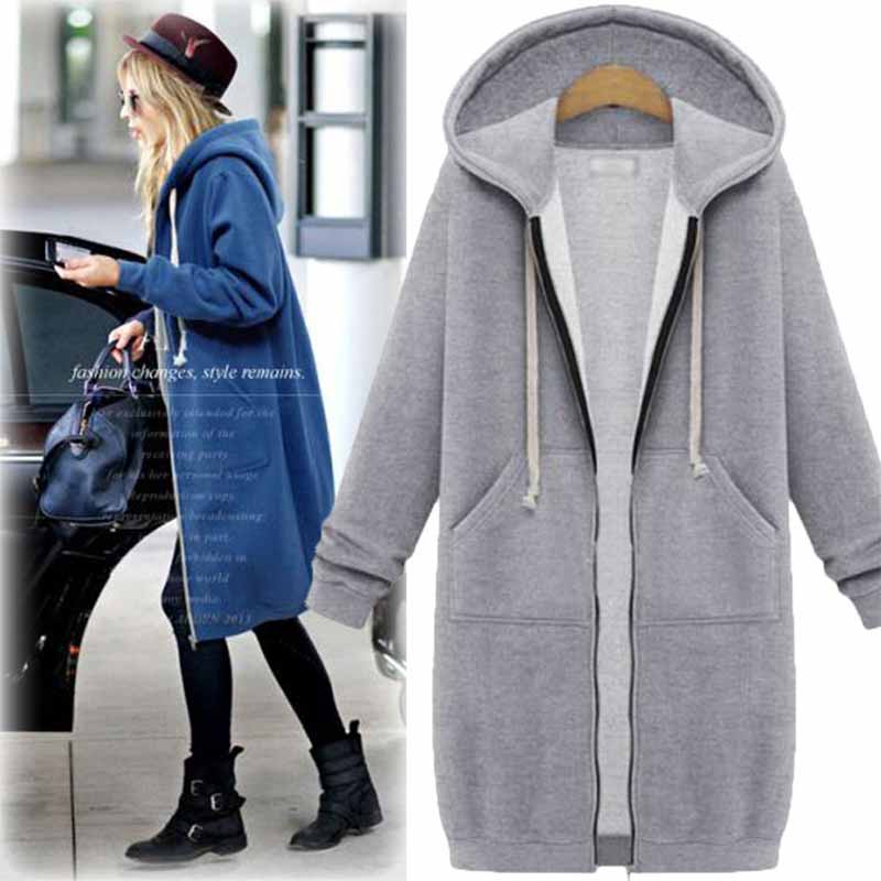 Vrijetijds lange hoodie met ritssluiting