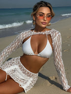 Sexy Mesh Drawstring 4-piece Bikini Set