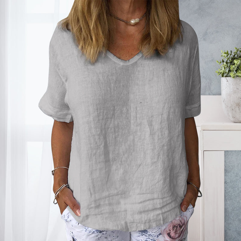 Camisa casual de algodón para mujeres en Colores sólidos.