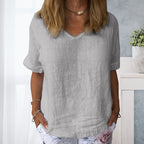 Camisa casual de algodón para mujeres en Colores sólidos.