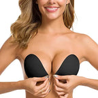 Self-adhesive invisible gathering bras