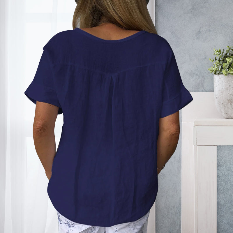 Camisa casual de algodón para mujeres en Colores sólidos.