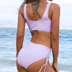 Sporty Casual Fitted Swimsuit with Solid Color Print