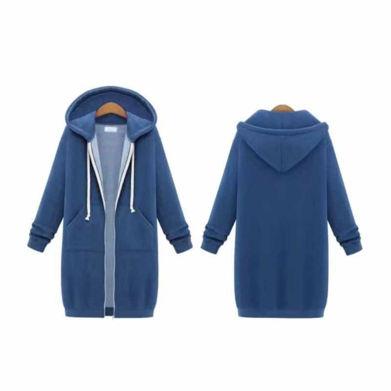 Vrijetijds lange hoodie met ritssluiting